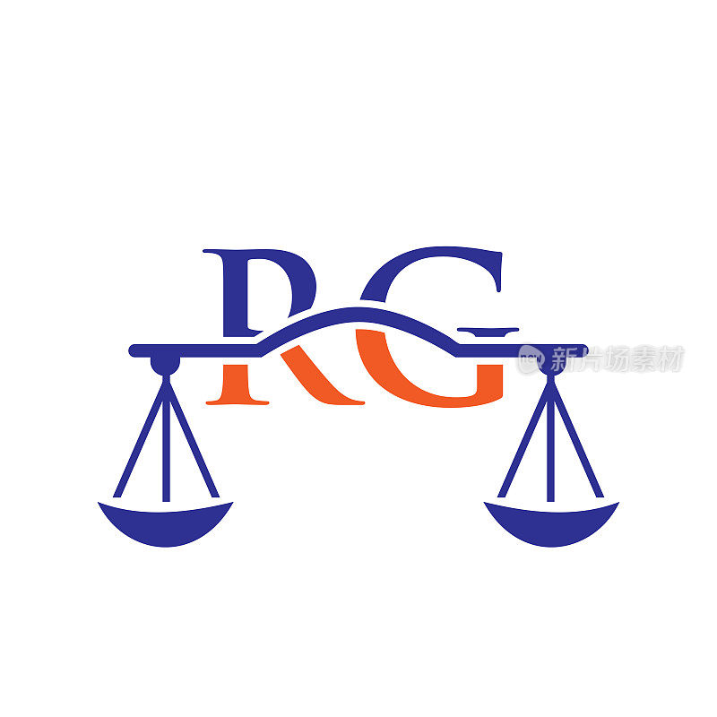 Letter RG律师事务所标志设计。律师，司法，法律律师，法律，律师服务，律师办公室，规模，律师事务所，律师公司业务RG首字母标识模板